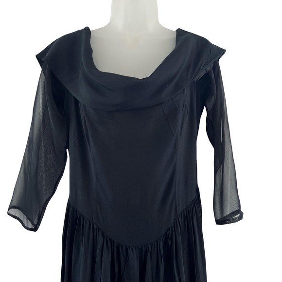 Rampage Dress Medium Black Sheer Maxi Cowl Whimsigoth Dark Romantic Y2K 90s Gown - Picture 9 of 16